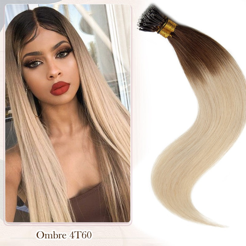 Nano Beads Hair Extensions 100% Remy Human Hair Balayage Ombre Blonde