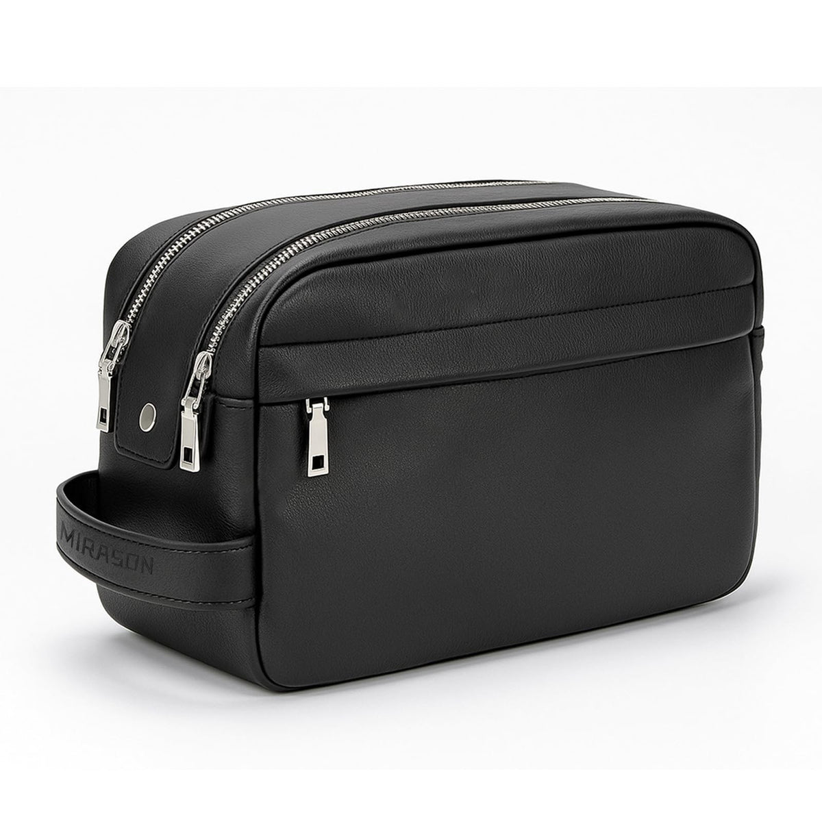 Leather Travel Toiletry Bag Dopp Kit Water-Resistant Shaving Kit, Black