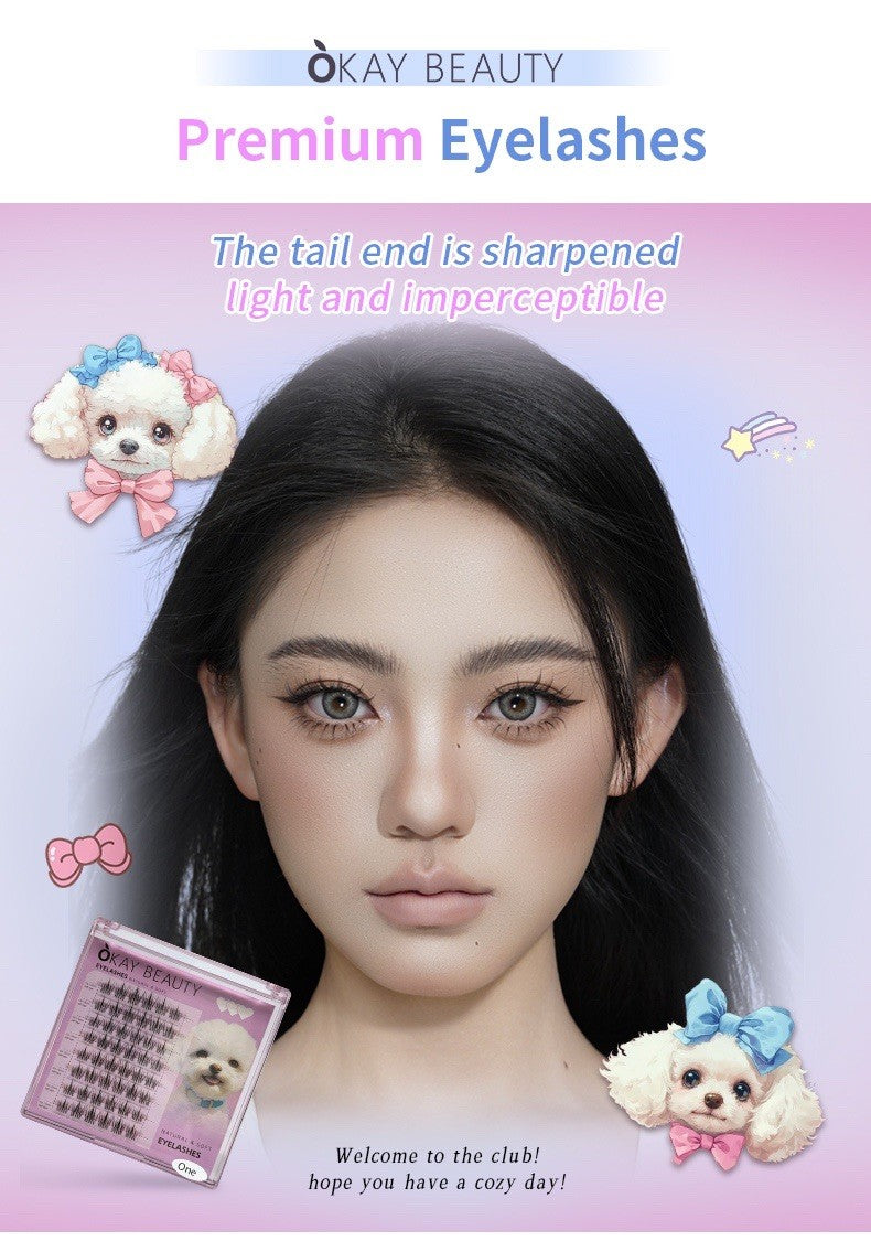 Light Wispy False Eyelashes with Reusable Clusters for Natural Volume