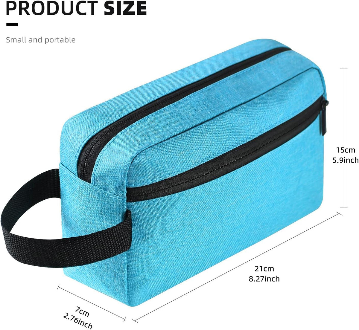 Travel Toiletry Bag for Women and Men, Hanging Cosmetic Organizer, Waterproof Linen Material, Lake Blue