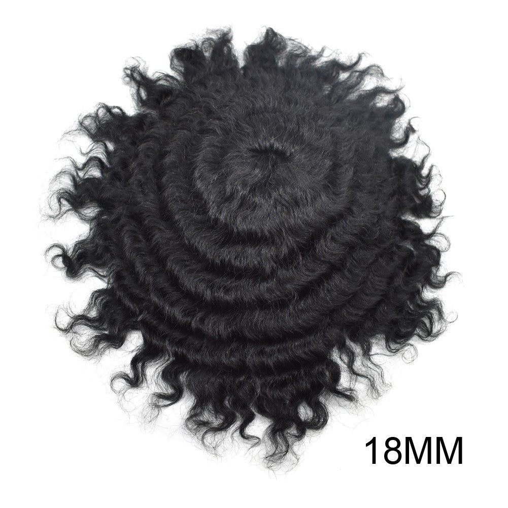 Full Poly Skin Afro Wavy Hair System for Men - African American Hair Replacement