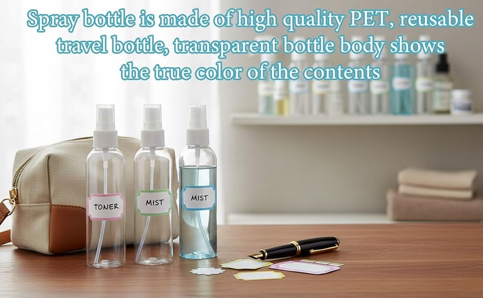 36 Pack 4oz Clear Plastic Spray Bottles with Fine Mist Nozzles, Reusable