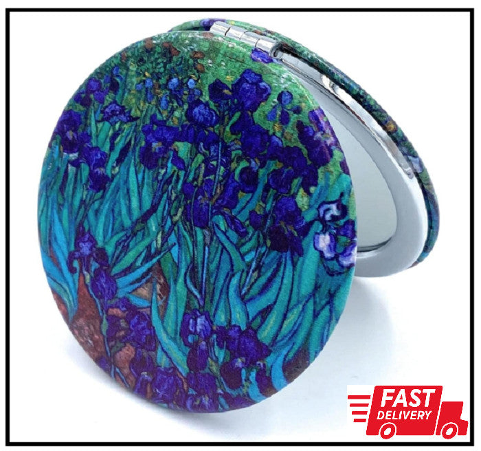 Van Gogh Irises Pocket Mirror for Women Small Travel Makeup Mirror Magnifying