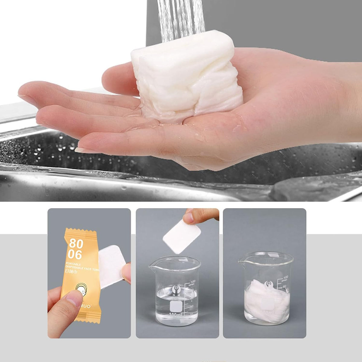 40 Pcs Compressed Disposable Face Towels - Reusable Soft Washcloths for Travel & Skincare