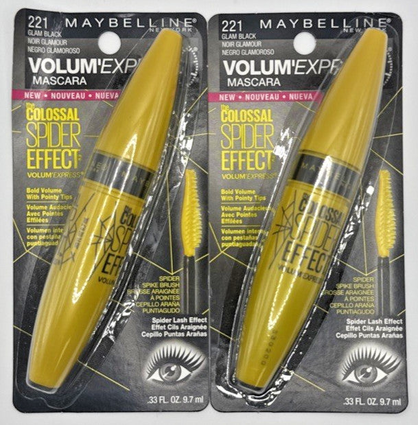 Maybelline Volum'Express Mascara Colossal Spider Effect 221 Glam Black - 2 Pack