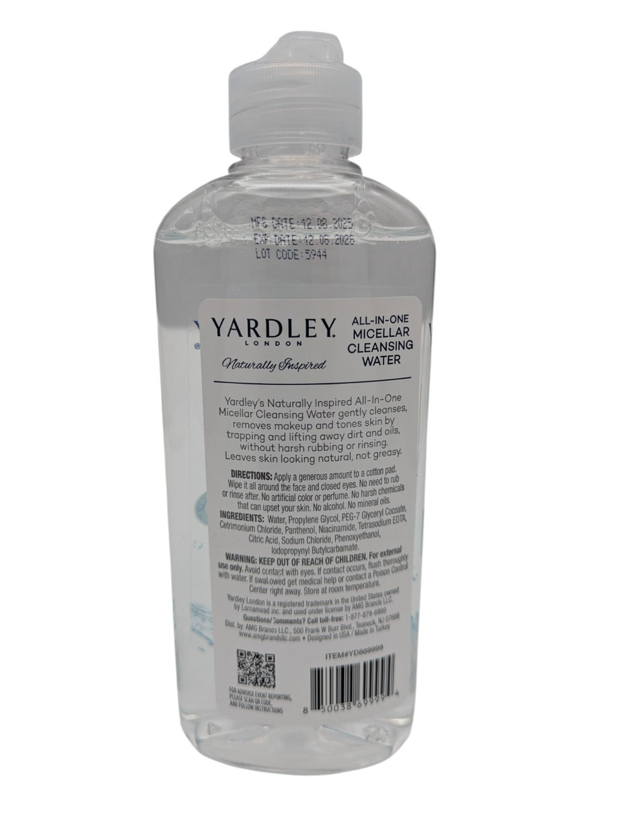 Yardley Micellar Cleansing Water Makeup Remover Lot of 7 - 10 oz Bottles