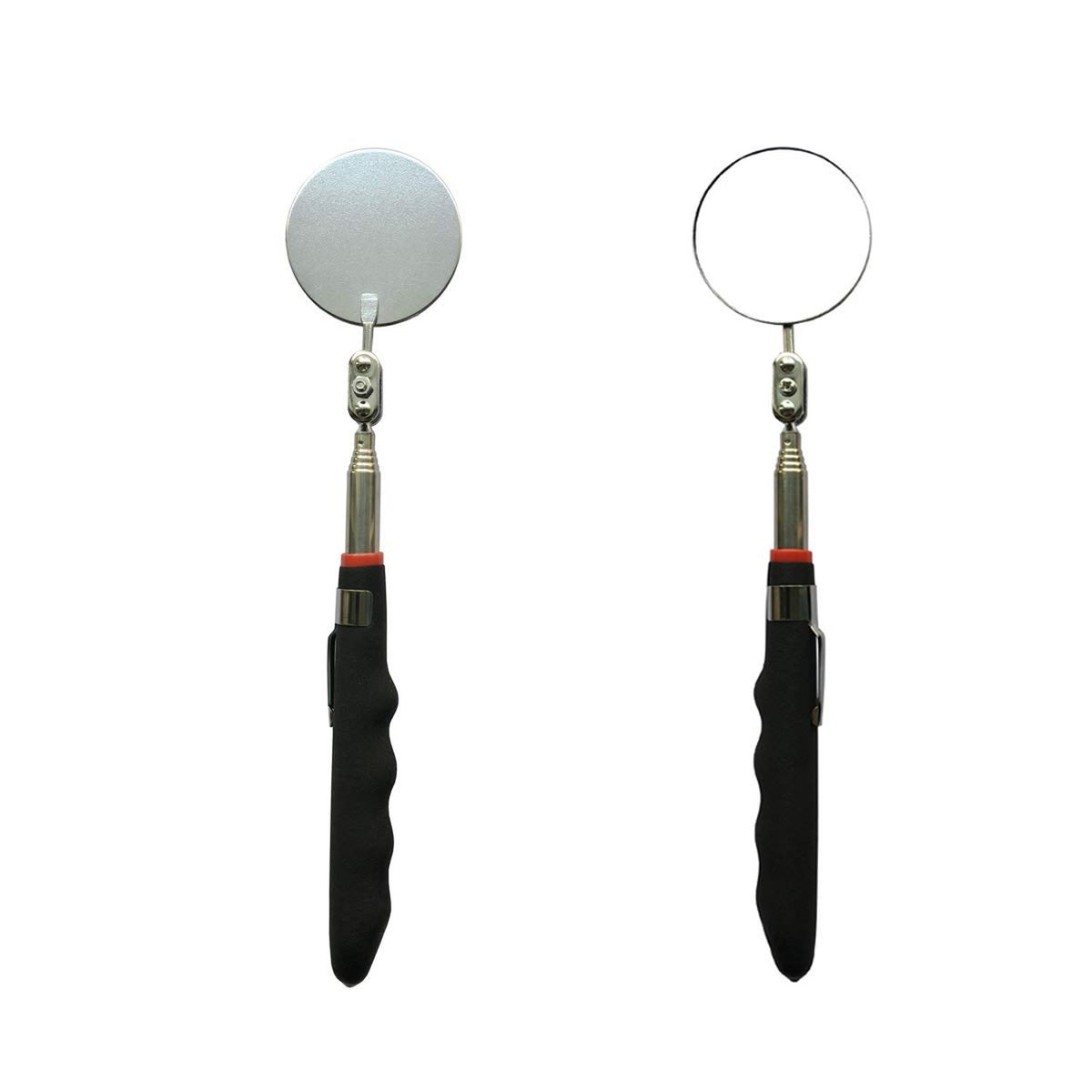 Telescopic Inspection Mirror Kit with LED Light – 360° Adjustable Handheld Mirrors, 34-Inch Extendable, 2-Pack