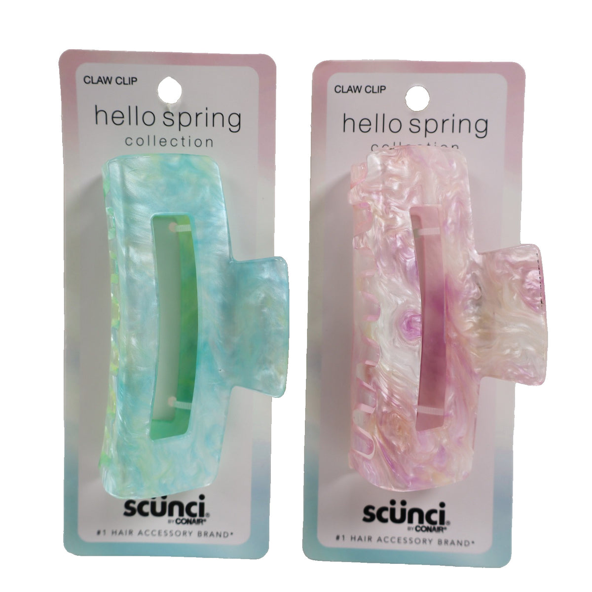 2 PACK Scunci By Conair Hello Spring Collection Claw Clips