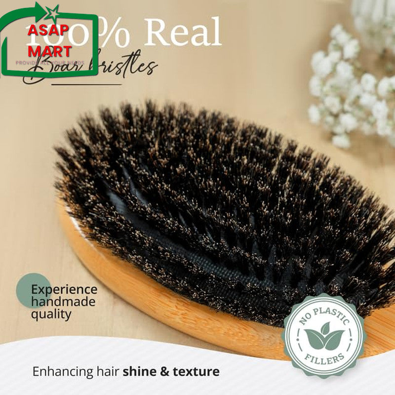 Boar Bristle Hair Brush Set for Fine Hair - Natural Shine & Frizz Control