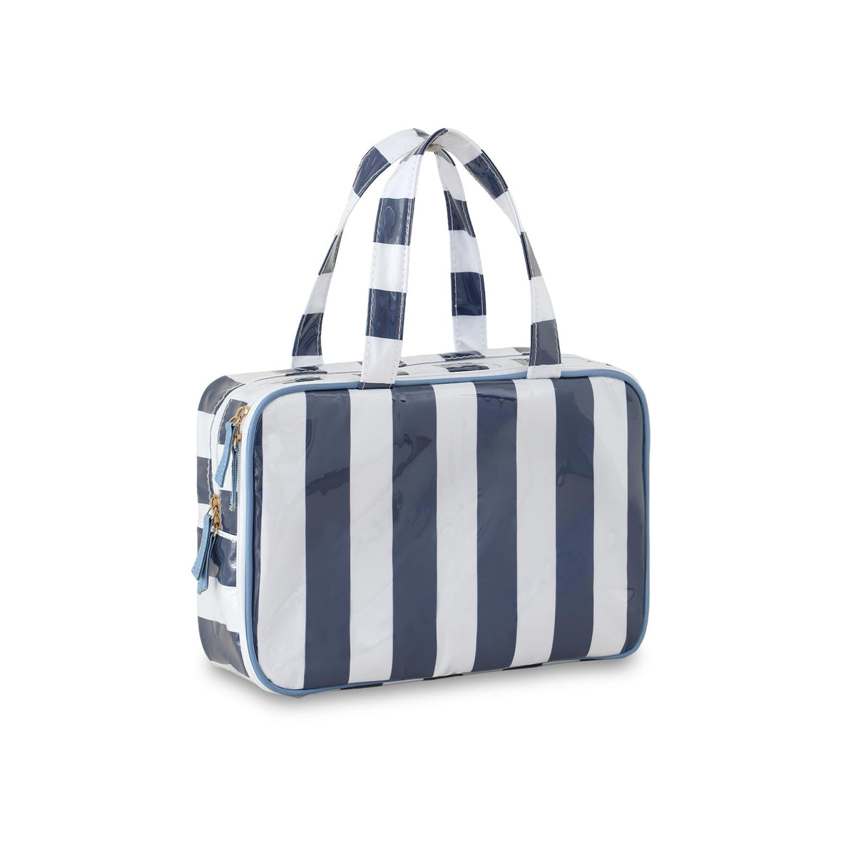 Waterproof Travel Toiletry Bag Women White Navy Stripe Organizer