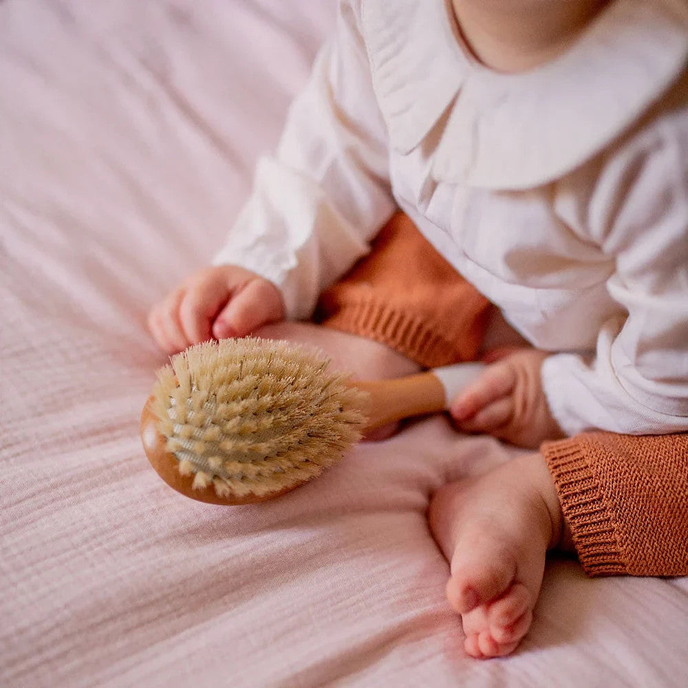 Baby Detangling Hairbrush with Boar Bristles - Gentle & Eco-Friendly