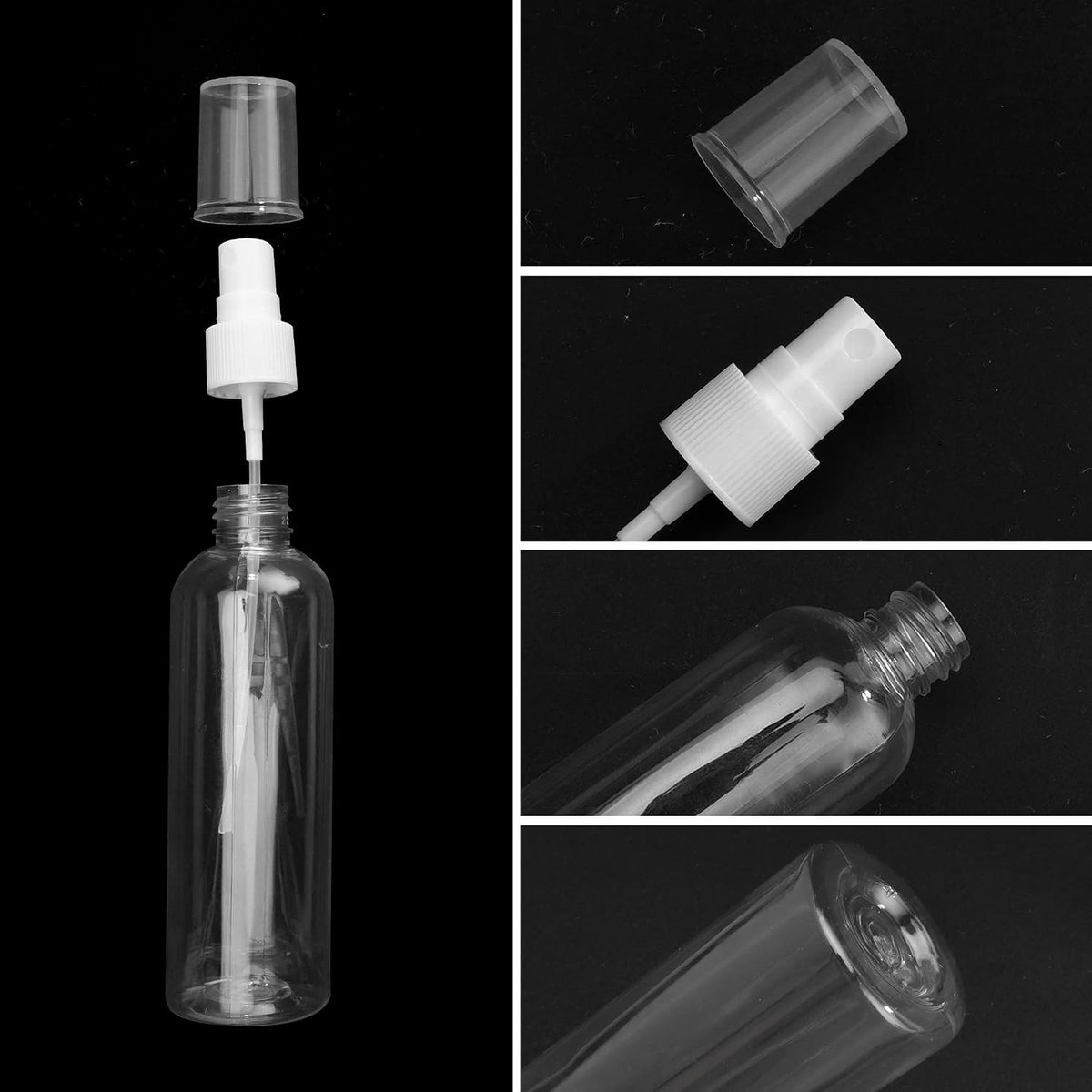 36 Pack 4oz Clear Plastic Spray Bottles with Fine Mist Nozzles, Reusable