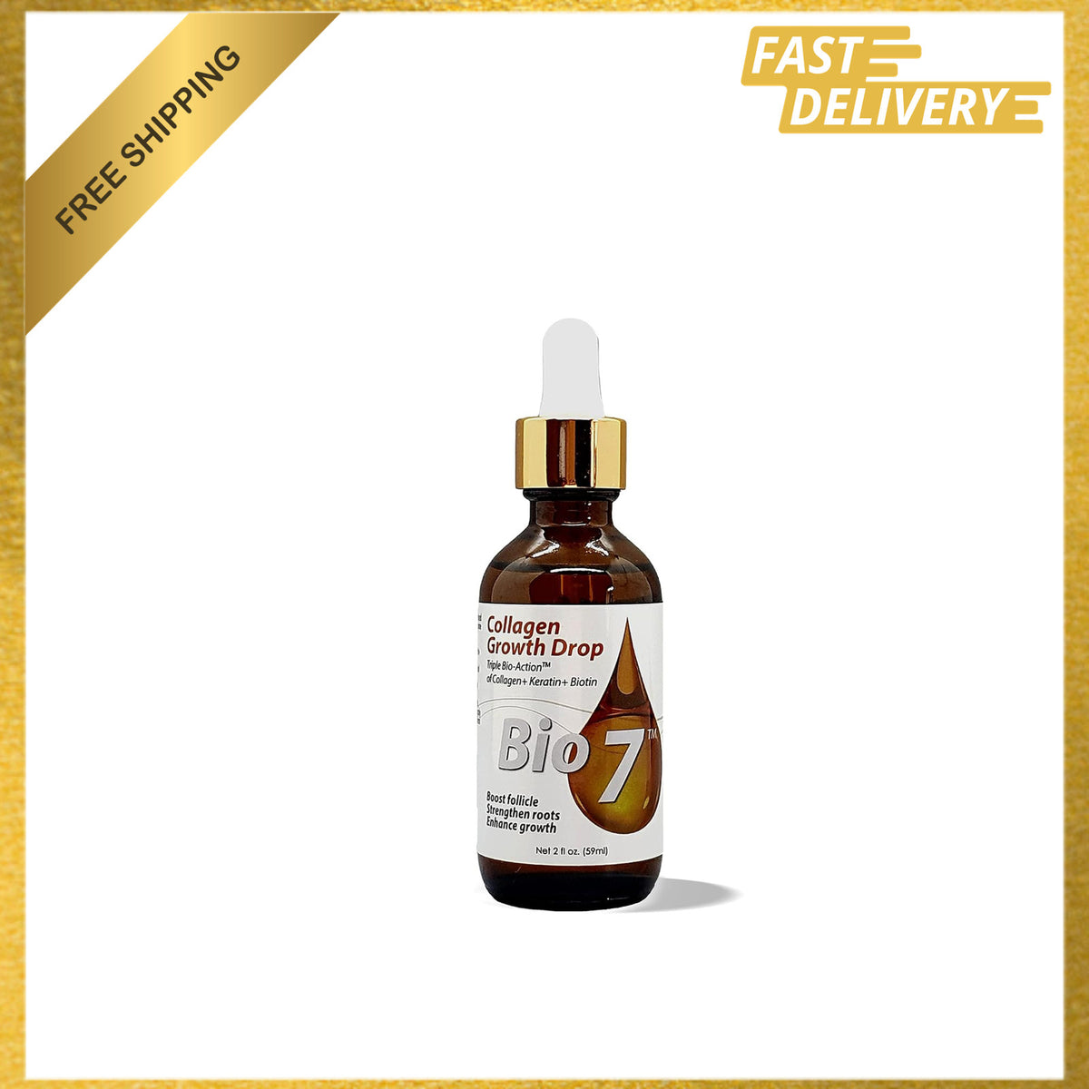 Collagen Hair Growth Drops with Biotin and Keratin, 2 Fl Oz, Follicle