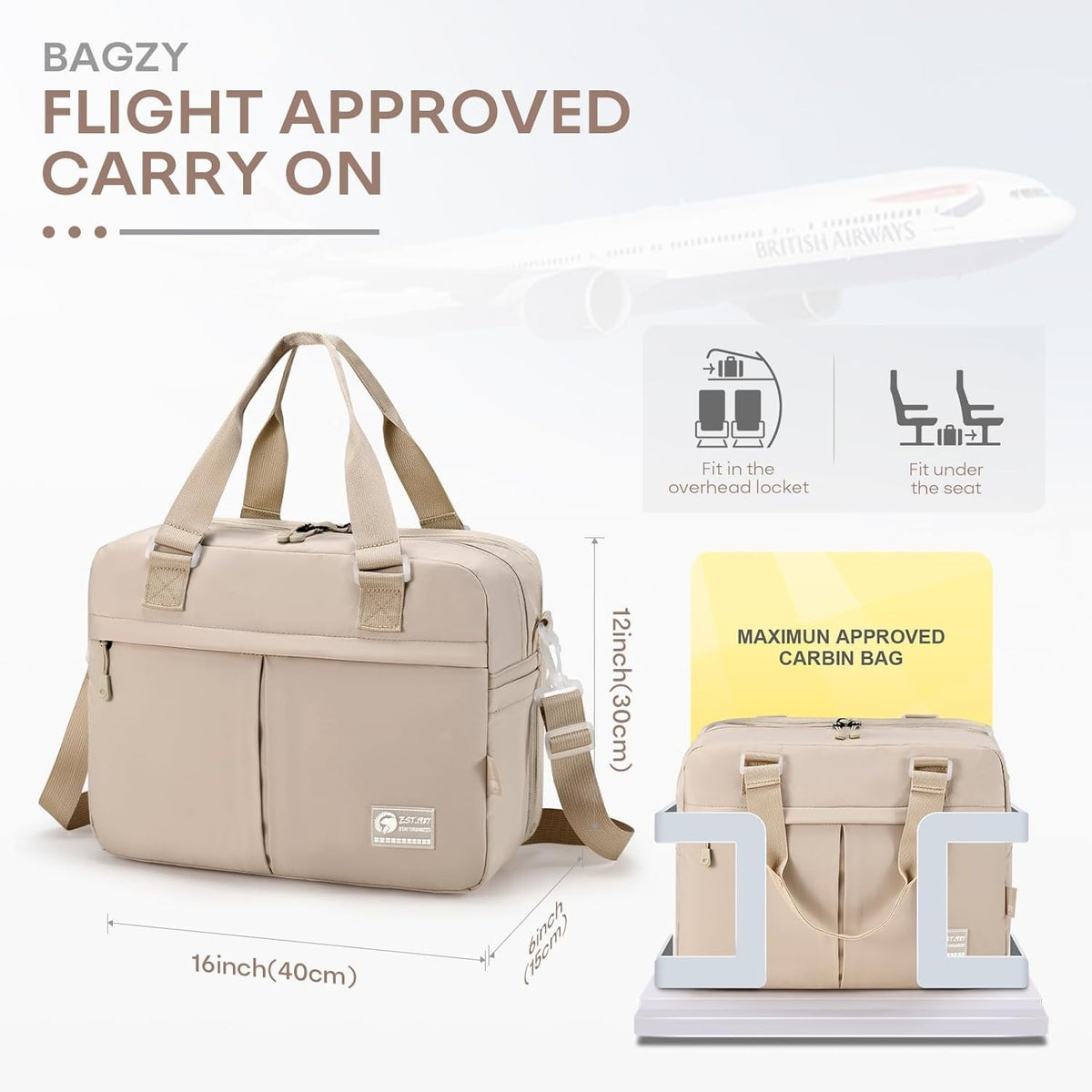 Expandable Under-Seat Travel Bag 20L-30L for Airplanes Stylish Durable