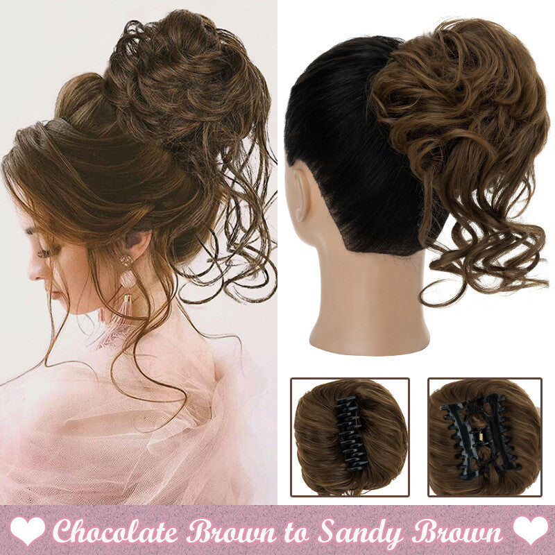 Messy Bun Claw Hair Clip Extensions - Curly Thick Updo Accessory