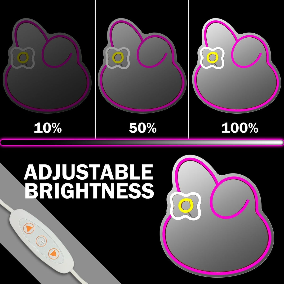 Dimmable Anime Melody Neon Mirror Sign for Bedroom & Dresser