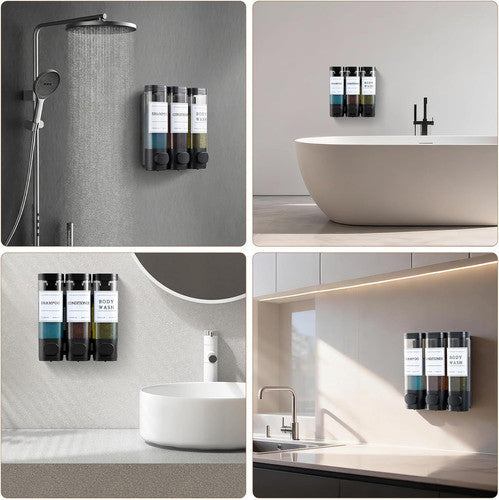 Shampoo and Conditioner Dispenser,Shower Soap Dispenser 3 Chamber No