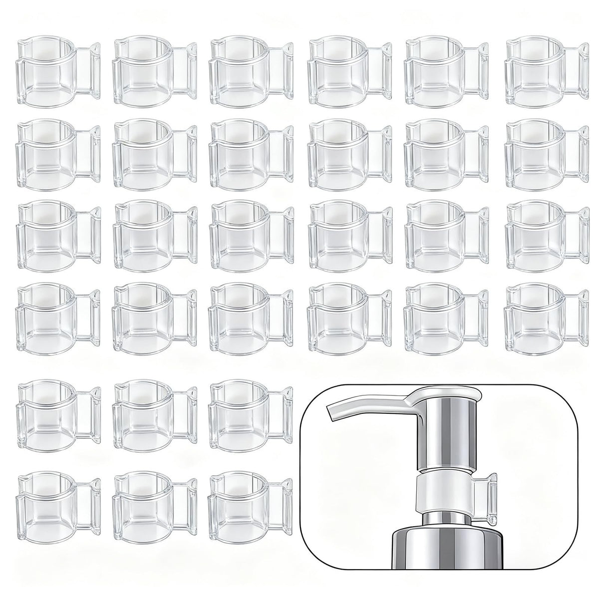 Leakproof Cosmetic Dispenser Pump Lock Clips 30 Pack Travel & Camping