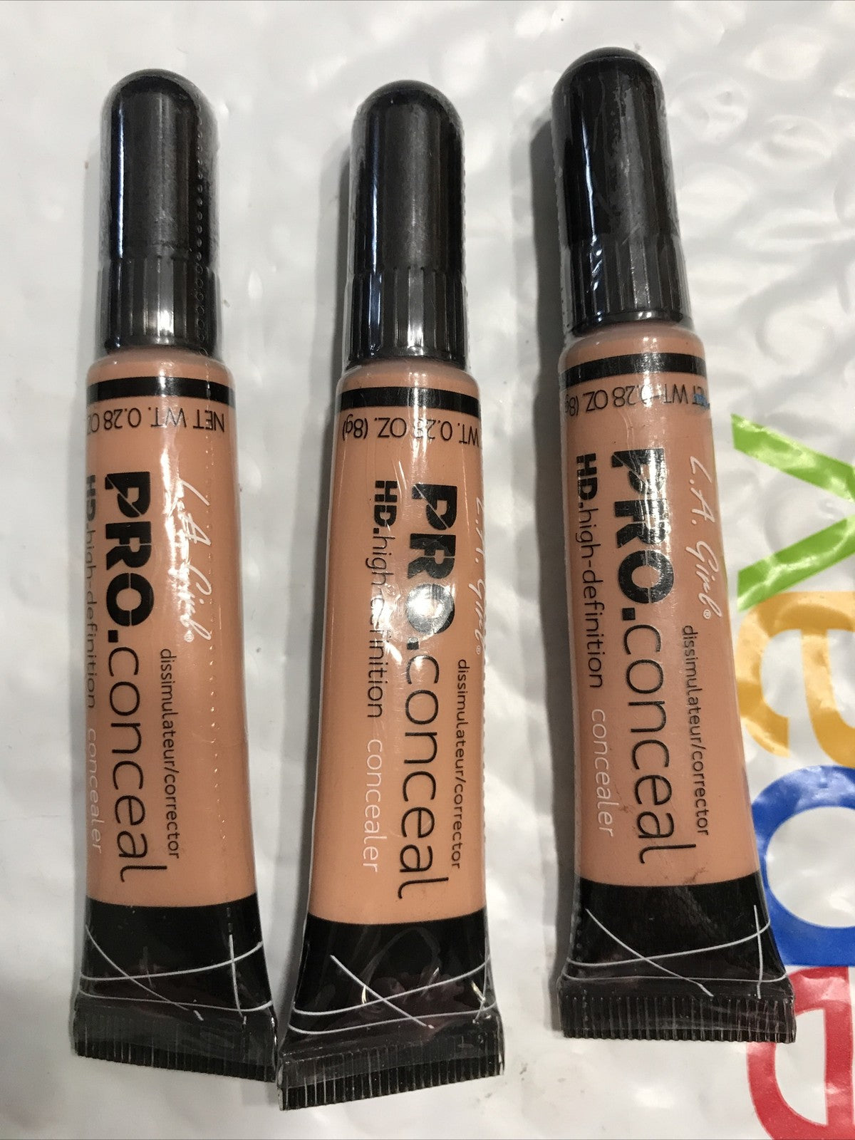 3-Pack HD Concealer Tubes - Nude Finish, Long-Lasting, Sealed