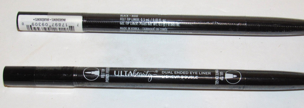 Dual Ended Eyeliner Pen Set - Black Felt Tip & Gel Tip, Full Size