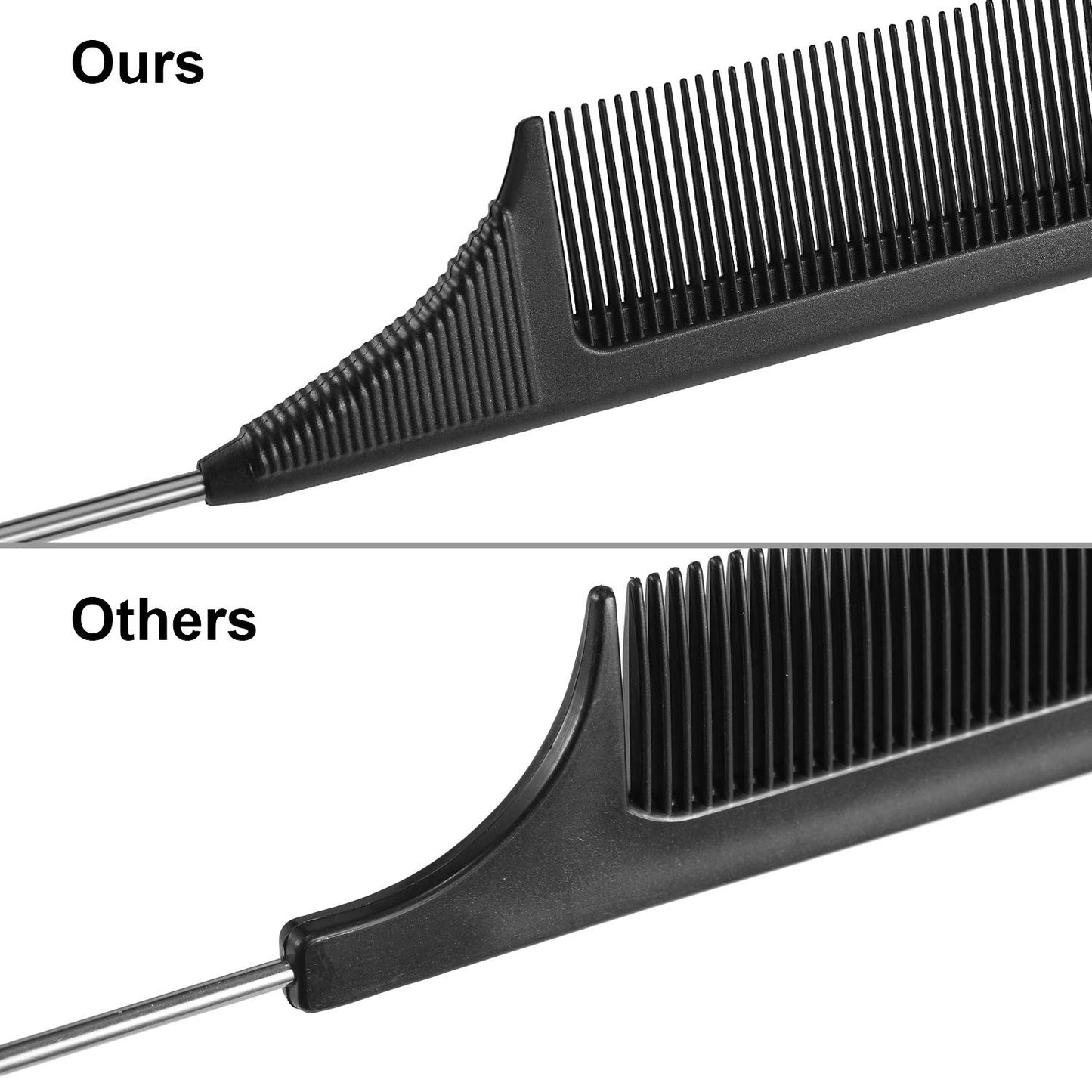 Steel Tail Comb for Hair Styling & Parting - Heat-Resistant, Anti-Static, 2-Pack