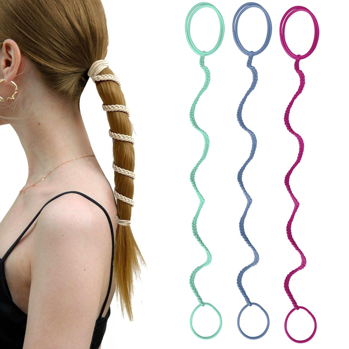 3 Packs 16" Colorful Spiral Hair Ties Count (Pack of 1), Hot