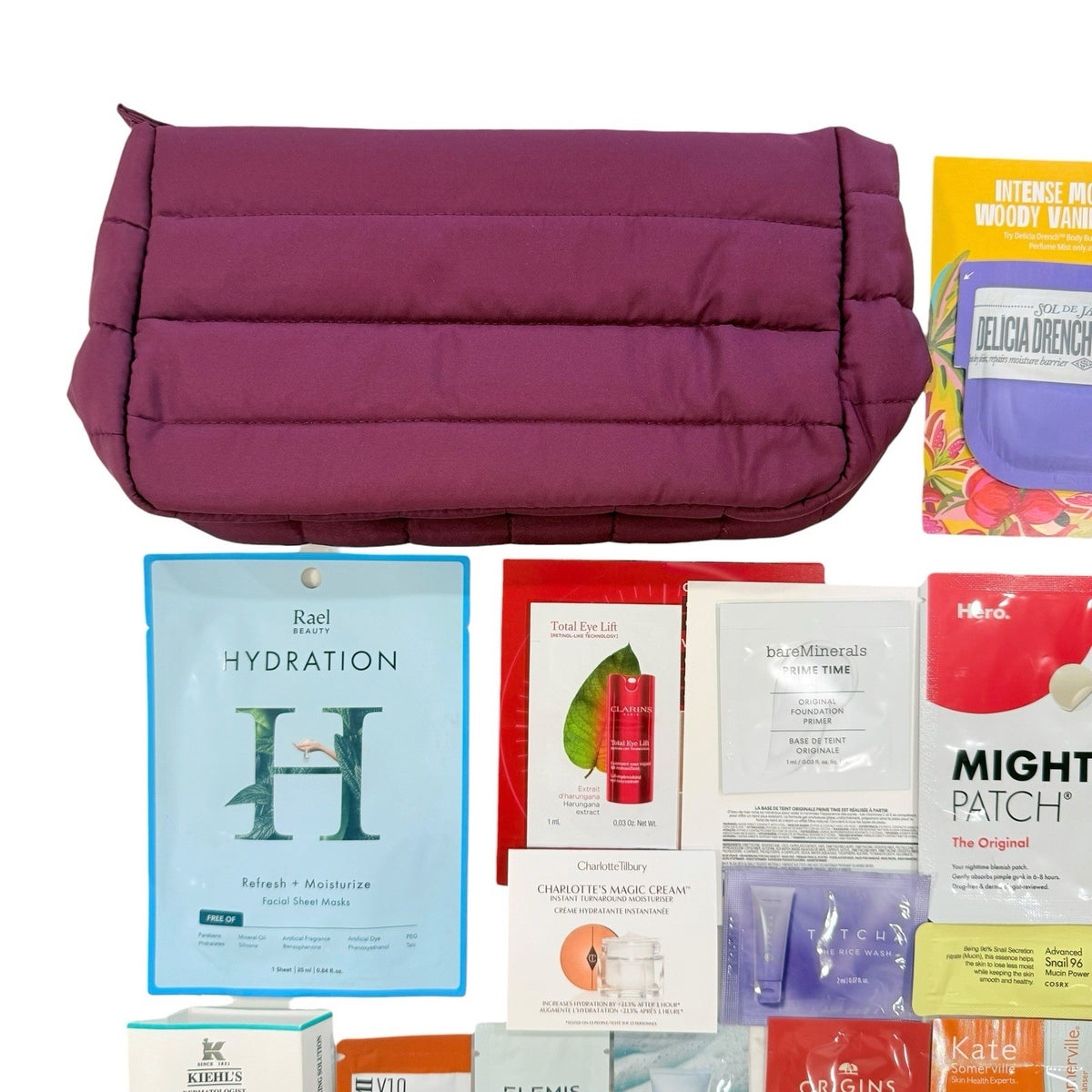 28-Piece Beauty Sample Gift Set with Makeup, Skincare & Hair Care Travel Pouch