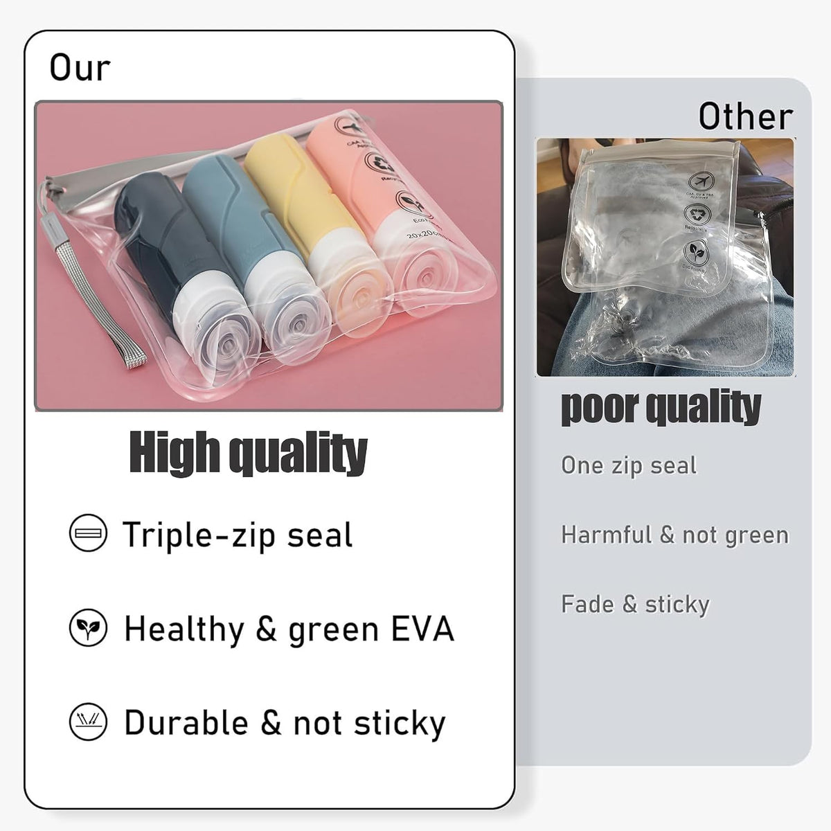 Clear TSA Approved Travel Toiletry Bag Waterproof Leakproof 20cm x 20cm