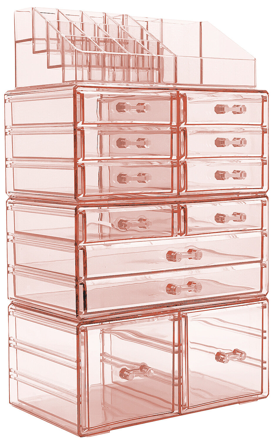 Large Acrylic Makeup Organizer with 12 Drawers & 16 Compartments – Stylish Storage