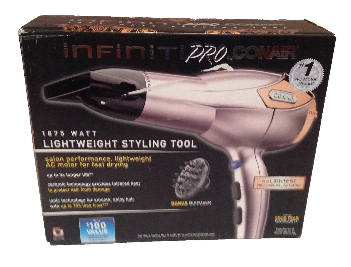 Conair InfinitiPro 1875W Ionic Hair Dryer - Rose Gold Professional Blow Dryer