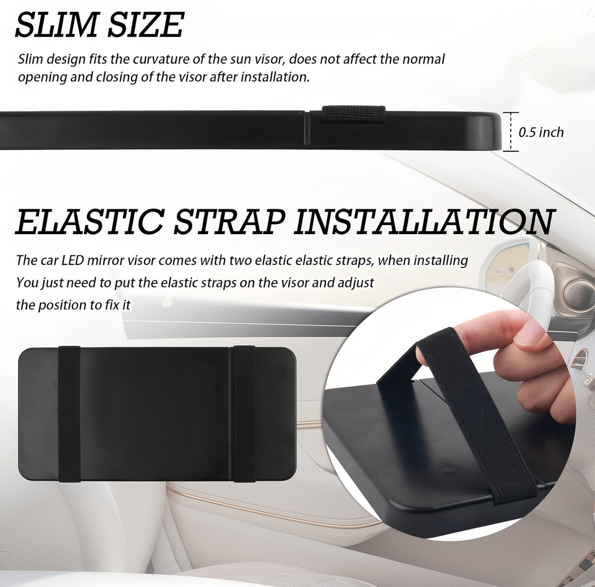 Car Sun Visor Makeup Mirror with LED Lights 3X Magnification & 3 Light Modes