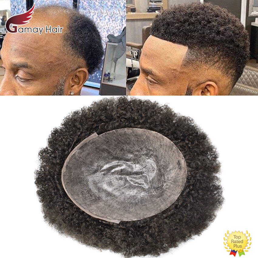 Full Poly Skin Hair System for Men - Afro Wavy & Curly Replacement Toupee