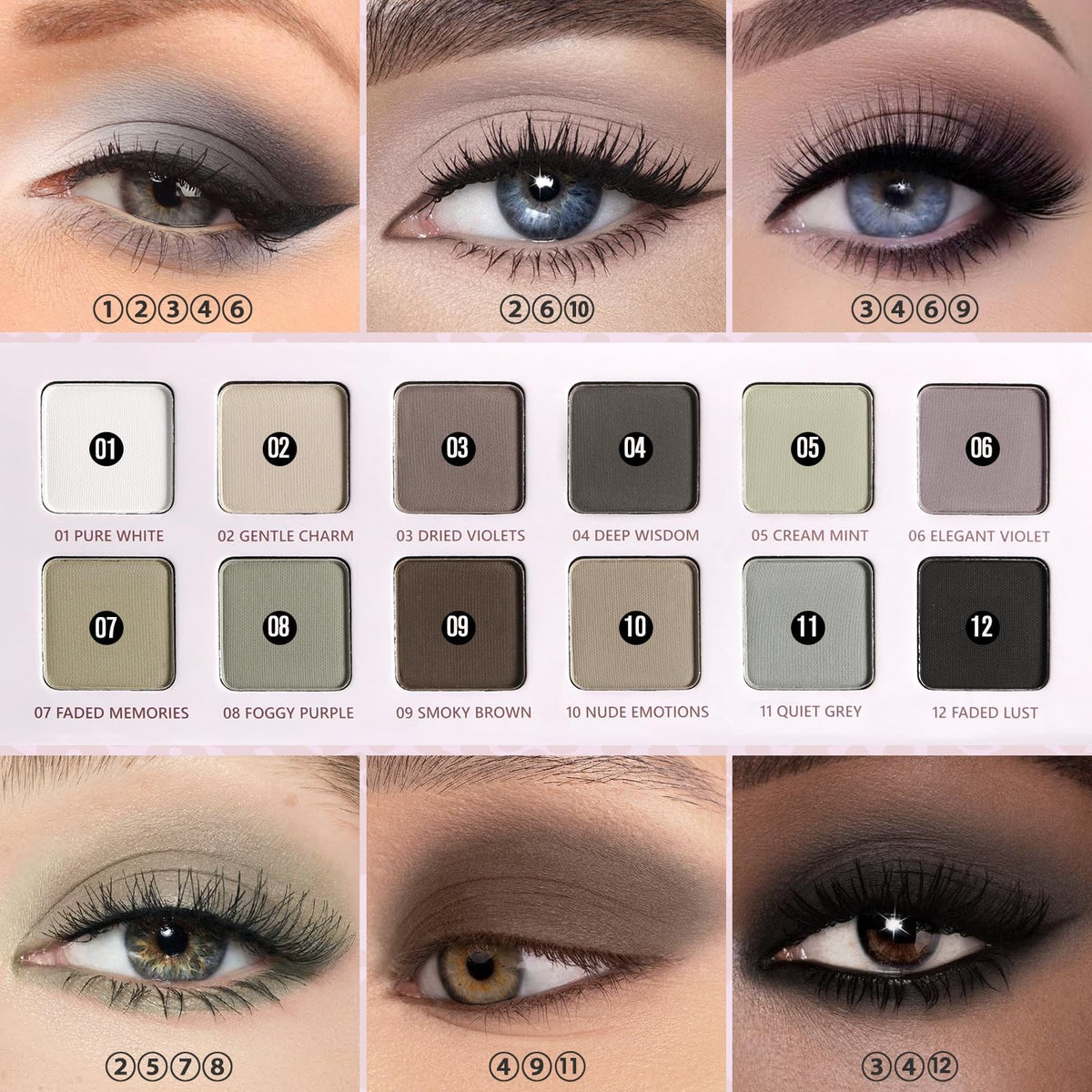 Matte Neutral Eyeshadow Palette - 12 All-Matte Shades for Sensitive Skin