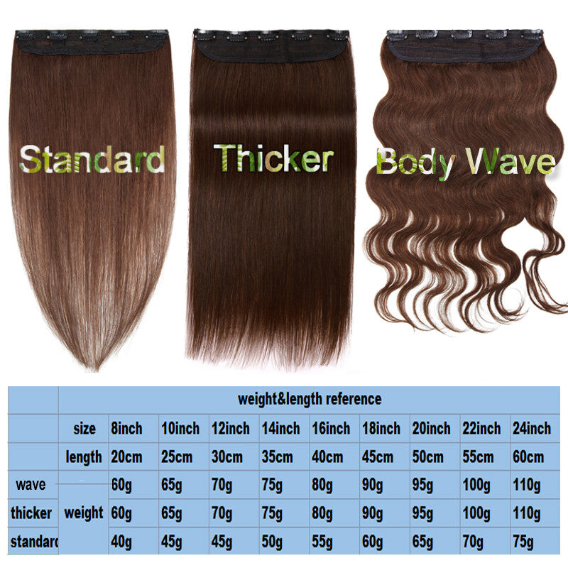 Clip-In Hair Extensions 3/4 Head Long Wavy Real Remy Human Hair 20-24 Inch