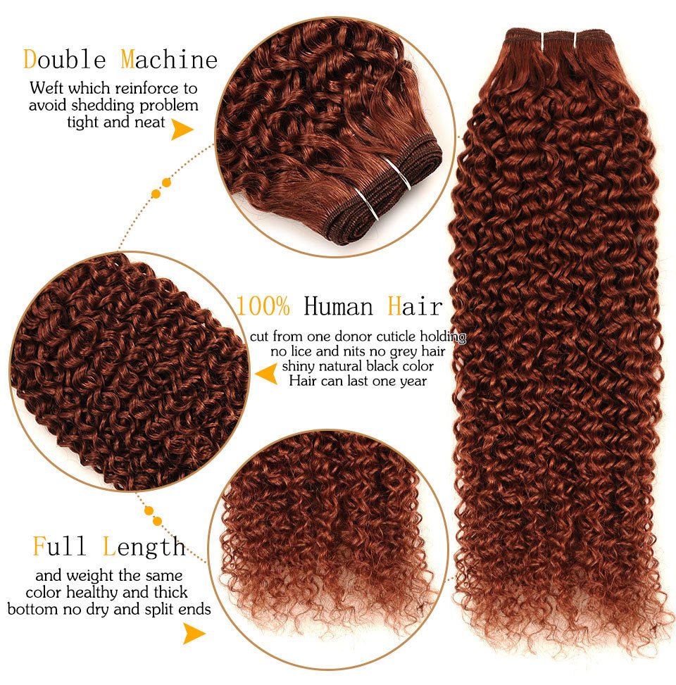 Virgin Human Hair Extensions Jerry Curl Burgundy 99J - Full Bundle, Multiple Lengths