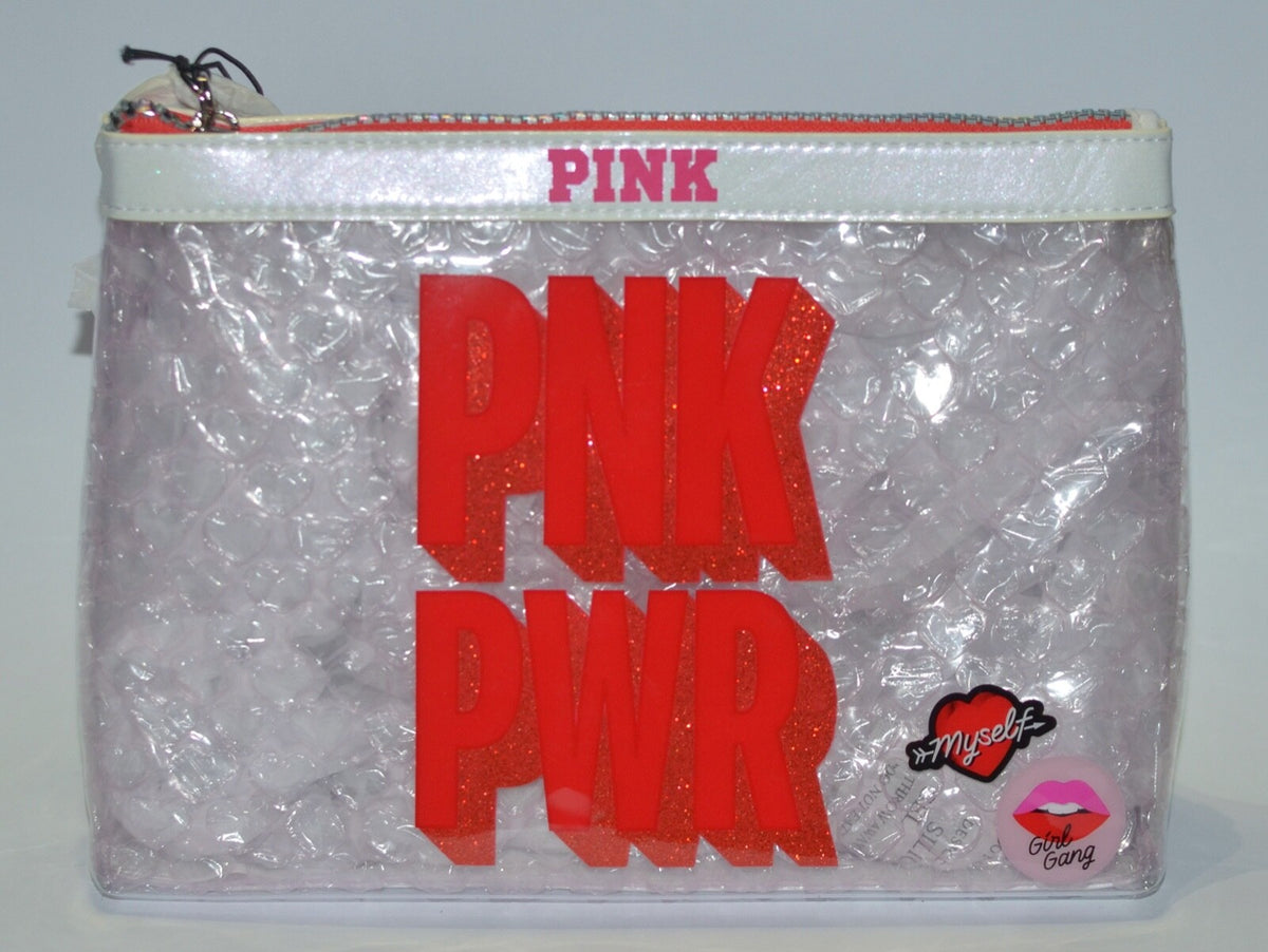 Pink Clear Red Makeup Case - Victoria's Secret PINK Beauty Bag