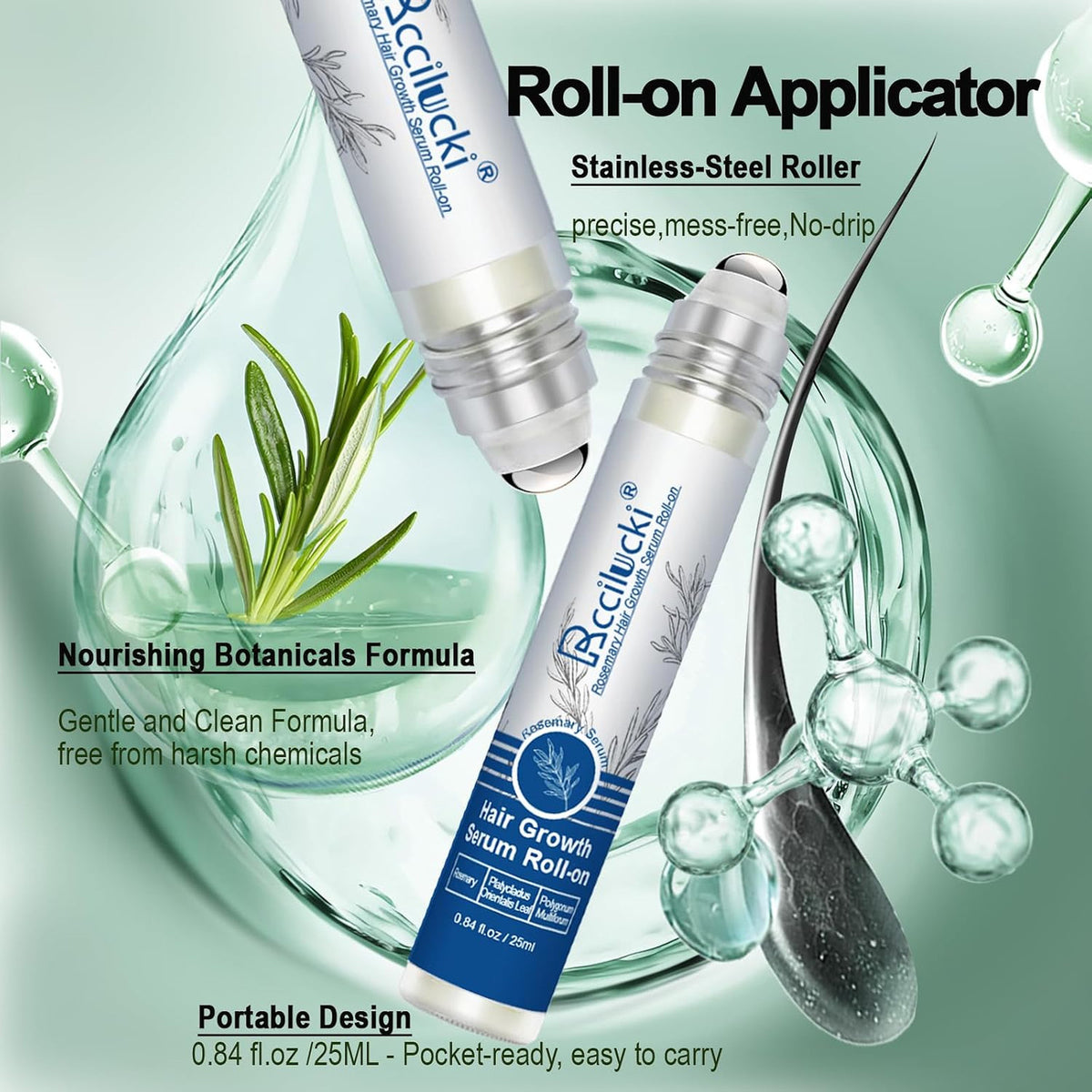 Rosemary Hair Growth Serum Roll-On 25ml – 2 Pack