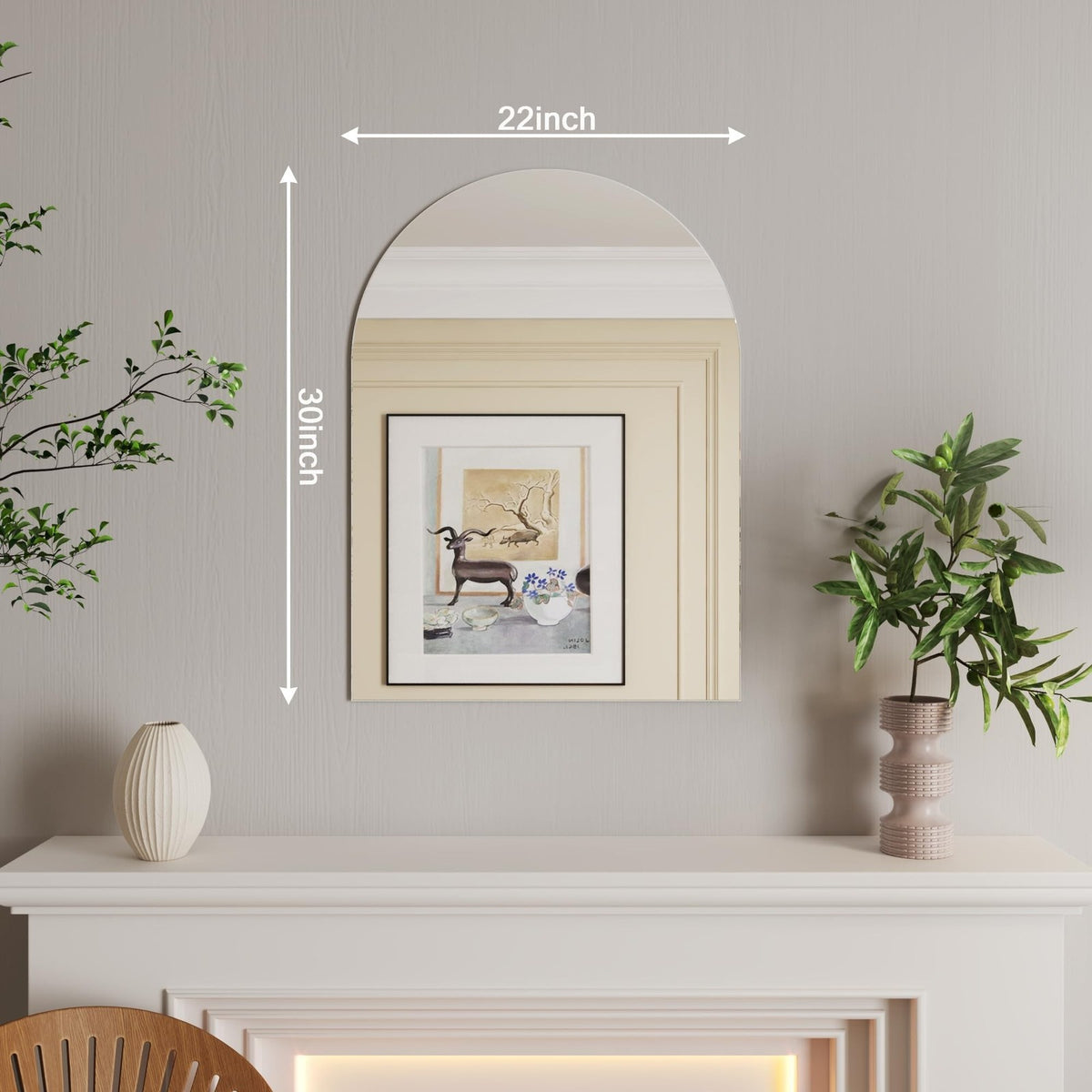 22x30 Frameless Arched Bathroom Wall Mirror - Modern Decorative Mirror