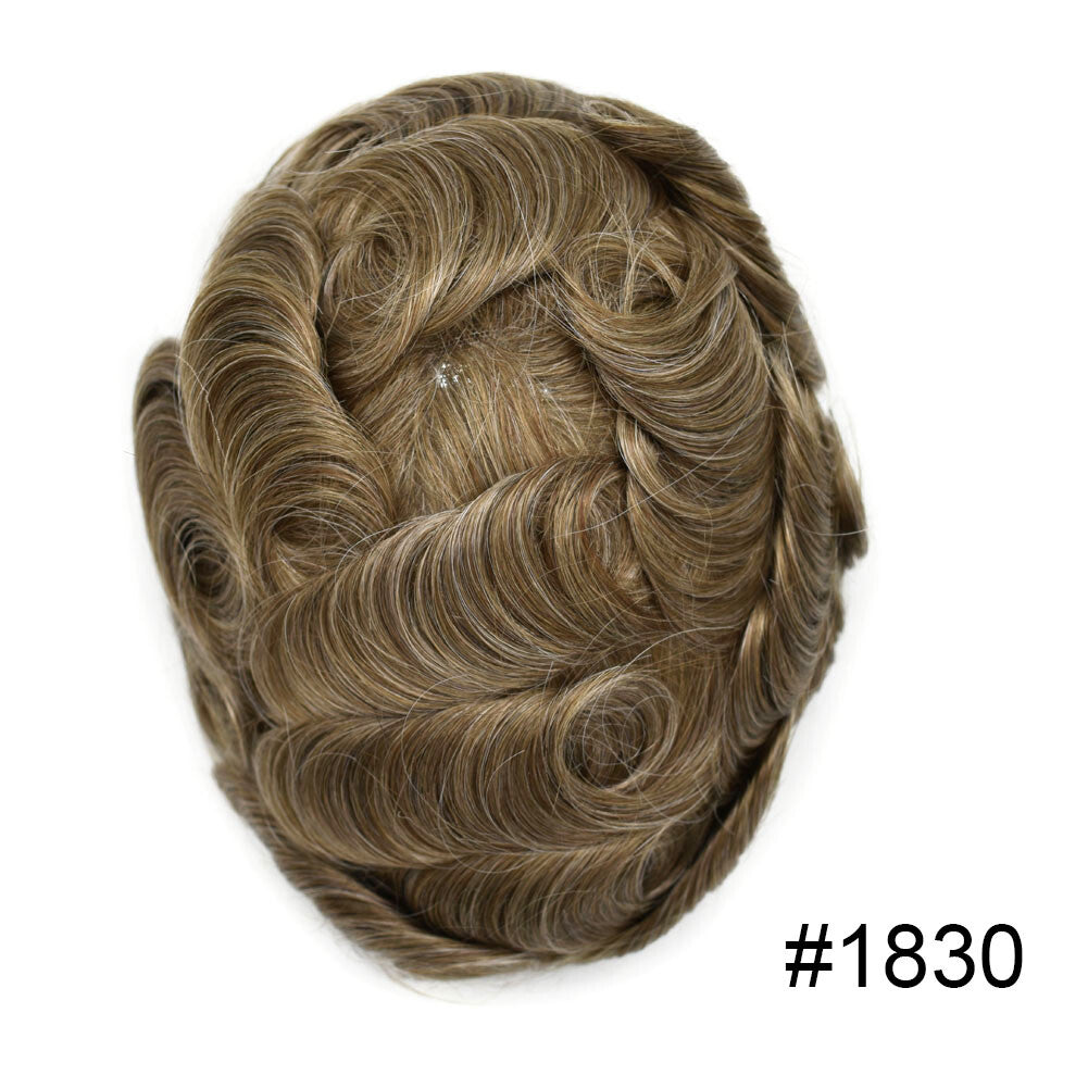 French Lace Front Mens Hair Toupee with Poly PU Base - Natural Hair Replacement System