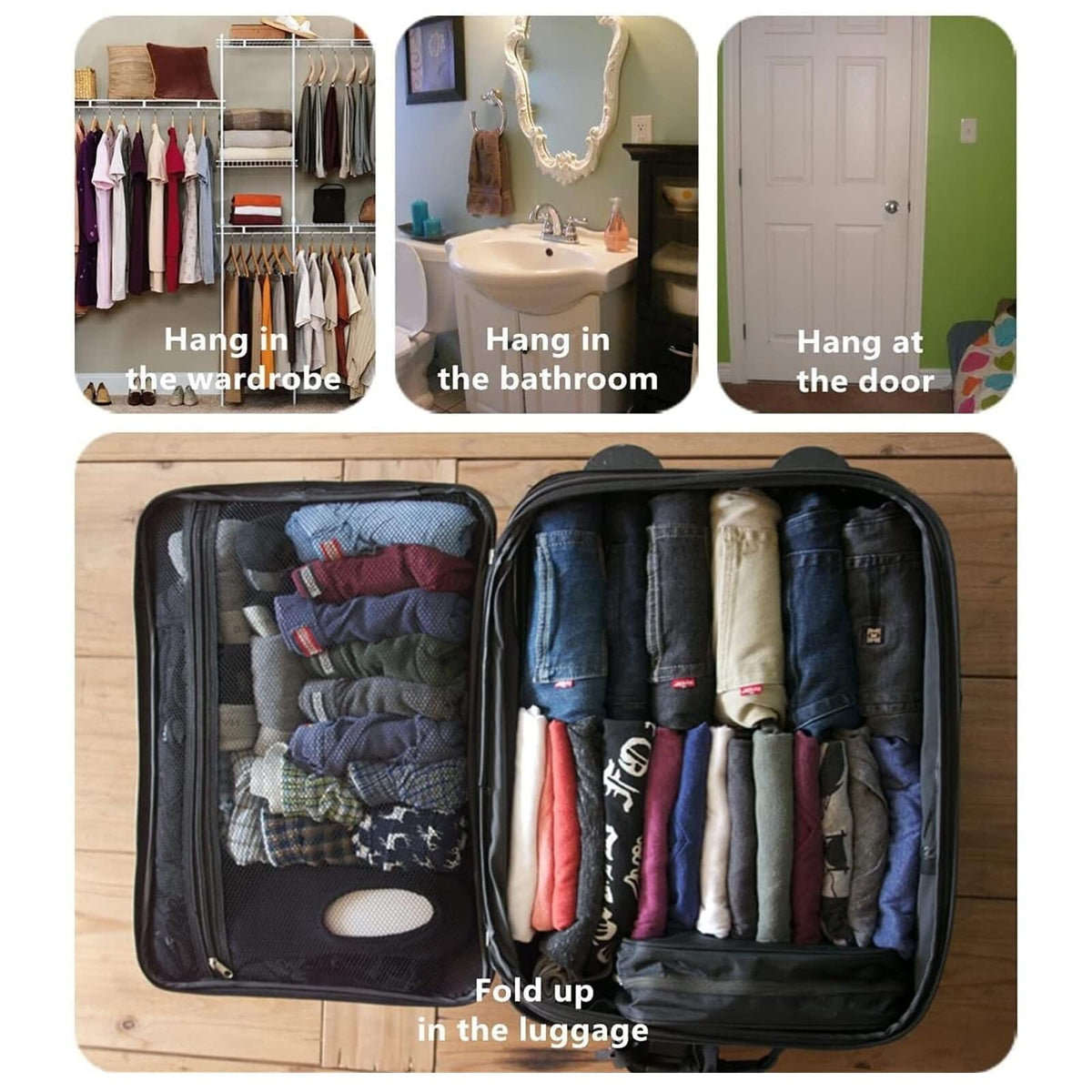 Foldable Clear Hanging Travel Toiletry Bag Organizer with Multiple Compartments
