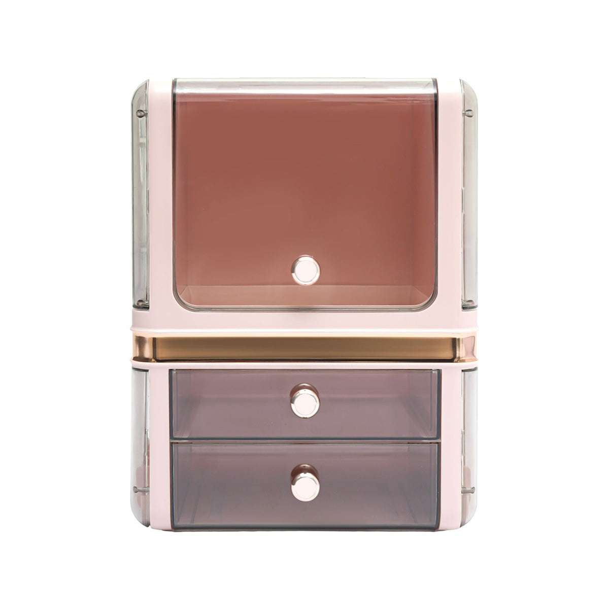 Pink Makeup Organizer with Drawers - Cosmetic Storage Box for Vanity
