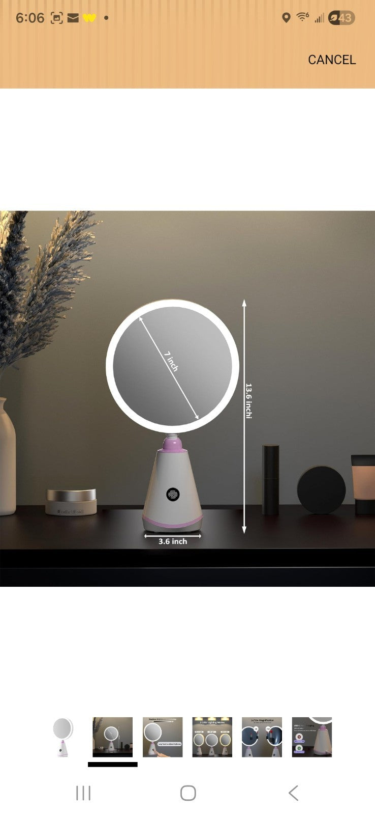 Desktop Makeup Mirror with 1X & 15X LED Magnification