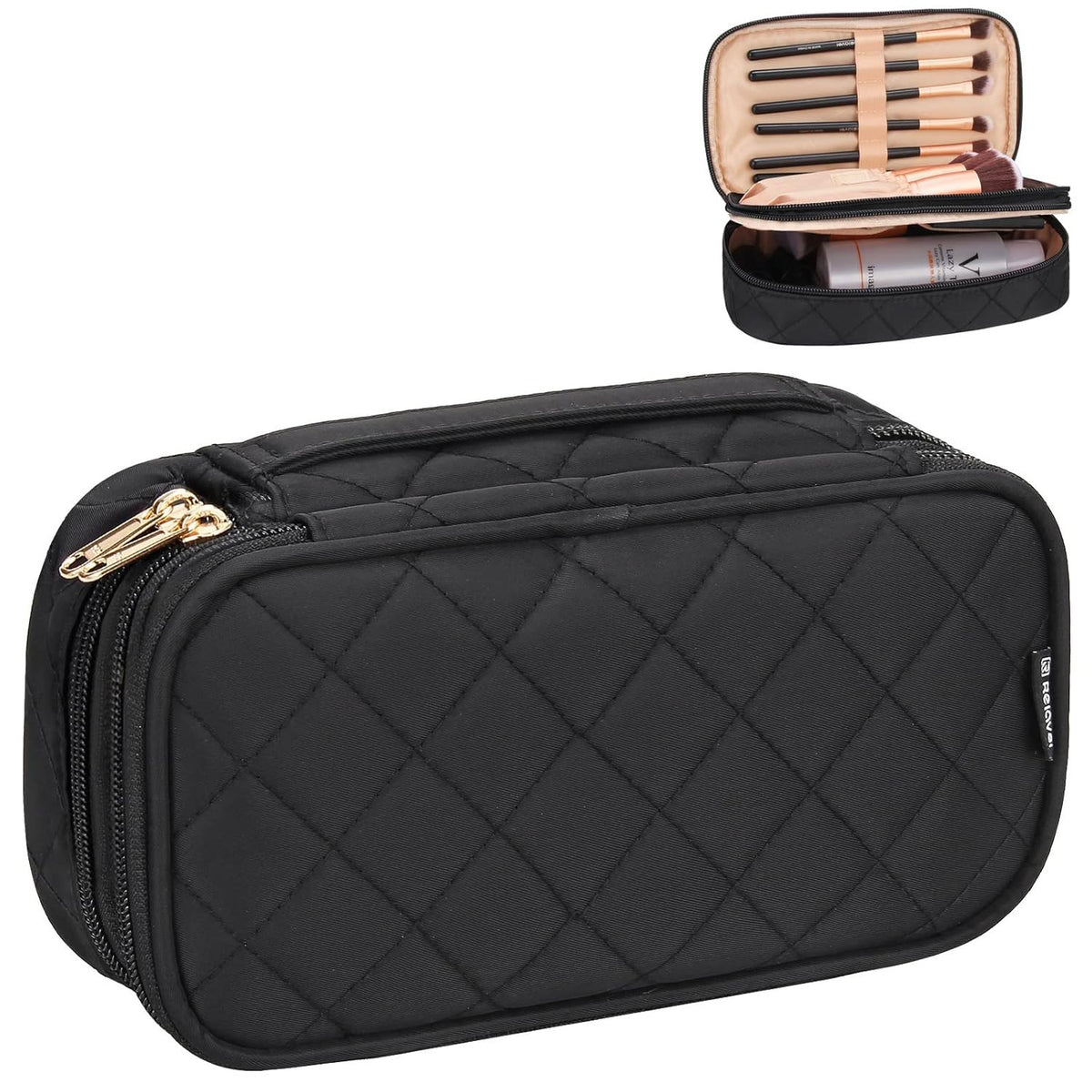 Travel Makeup Bag with Multiple Compartments, Waterproof Small Cosmetic Organizer for Women