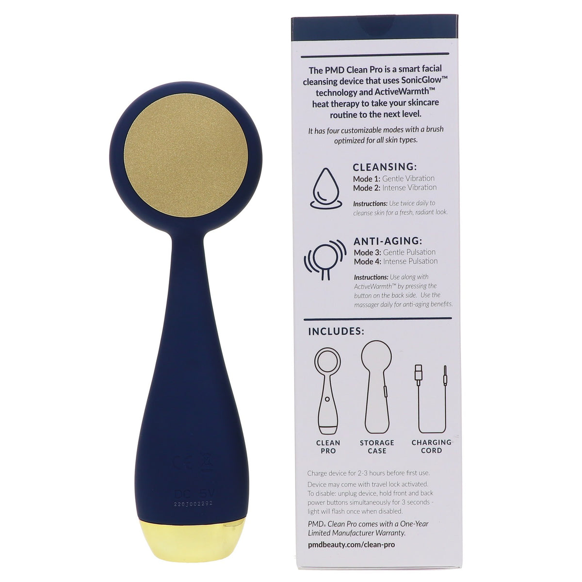 Facial Cleansing Brush with Deep Pore Cleaning – PMD Clean Pro Navy Gold