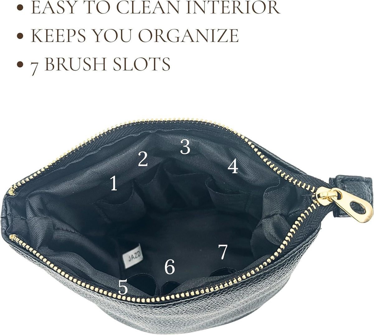 Travel Makeup Brush Holder Bag - 2-in-1 Stand-Up Cosmetic Pouch, Water-Resistant, Black