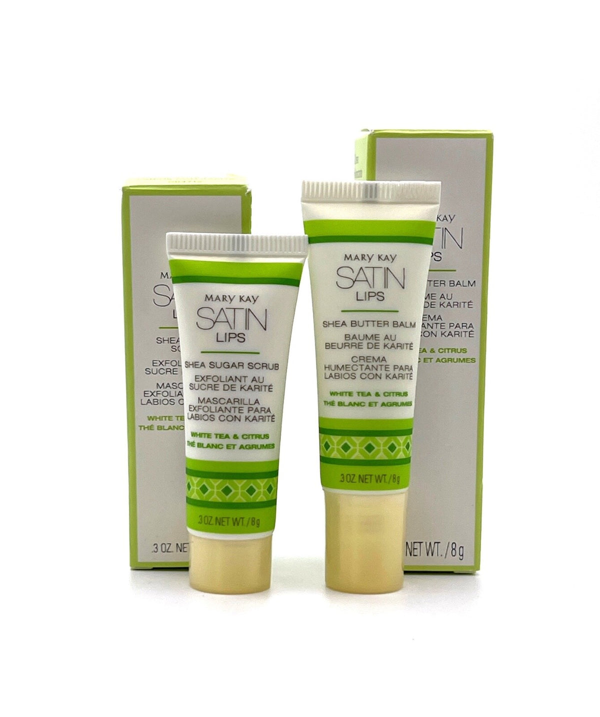 Shea Butter Lip Balm & Lip Scrub Set - White Tea & Citrus - Full Size