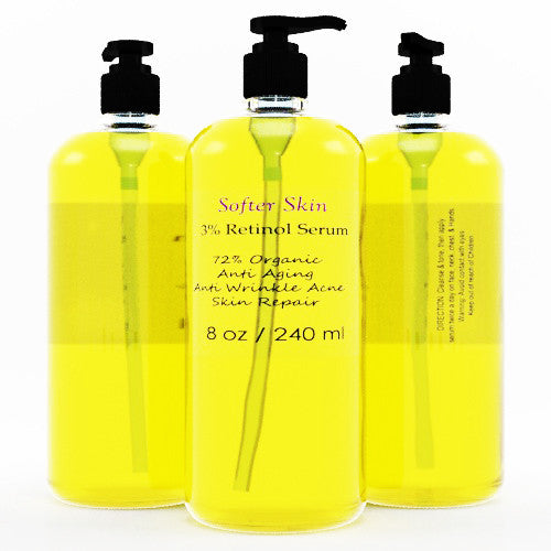 Retinol 3% Serum with Hyaluronic Acid - Organic Anti-Aging & Wrinkle Reducer - 8 oz