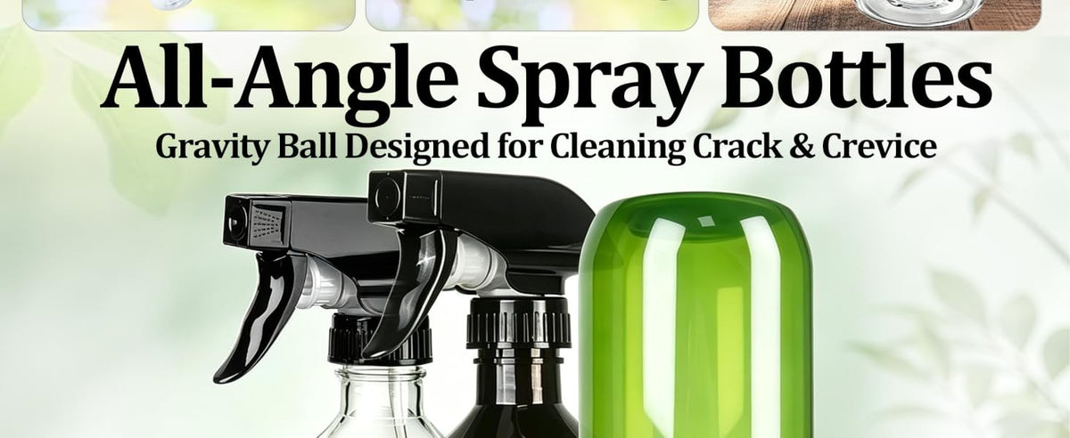 2 Pack 300ml Clear Spray Bottles with Adjustable Nozzles - 360° Inverted Spray