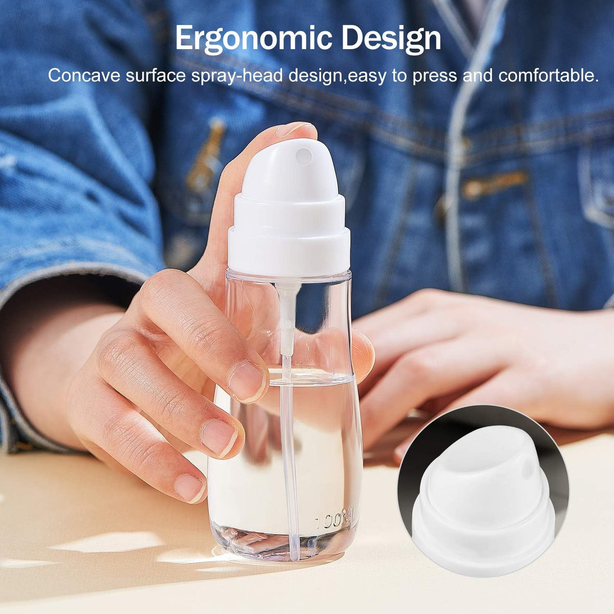 Travel Spray Bottles 2 Pack 3.4oz Fine Mist Refillable TSA Approved