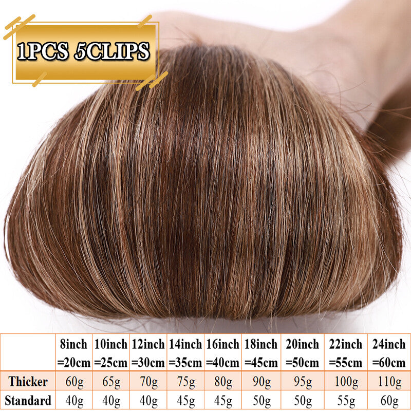 Natural Clip-In Hair Extensions with Balayage Color - Long & Thick One Piece
